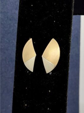 ED LEVIN Sterling Silver 14K Yellow Gold Modernist Abstract Dome Stud Earrings